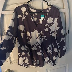 Brand new purple and white floral blouse